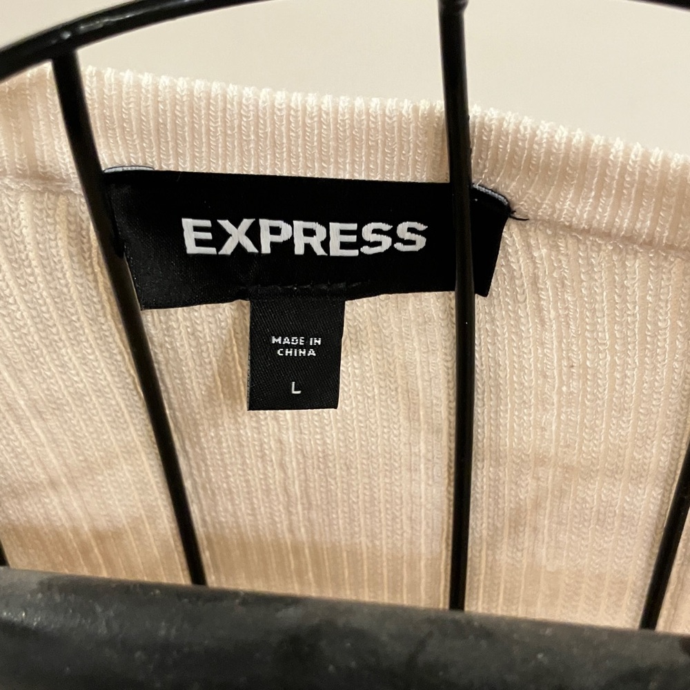 Express Cream Ribbed Bodysuit - Picture 8 of 8